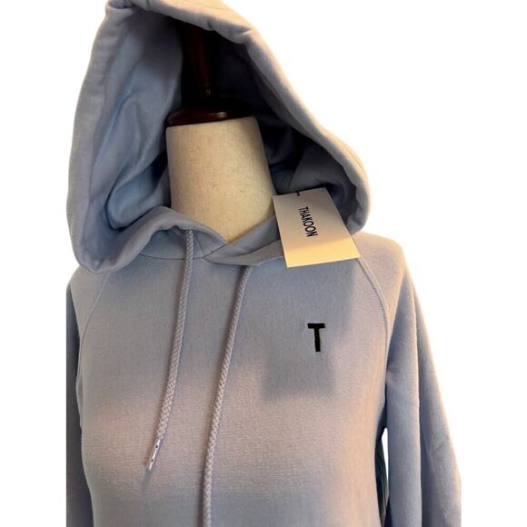 NWT THAKOON Drawstring Hoodie Dusty Blue TWET001556 100% Cotton S - Picture 2 of 7